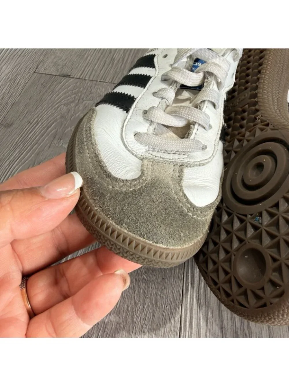Adidas Samba Shoes Kids Size 12 White Black Leather Soccer Sneakers IE3677